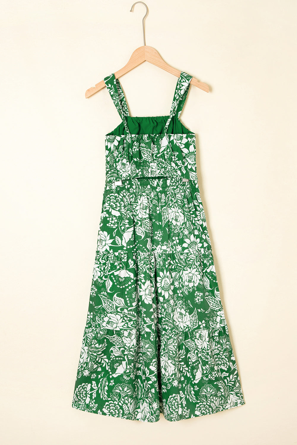 Green Floral High Waist Midi Skirt Set