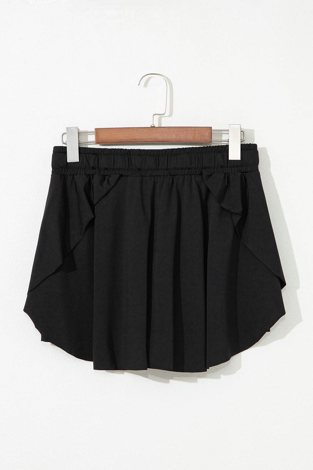 Black Drawstring High Waist Tennis Skorts
