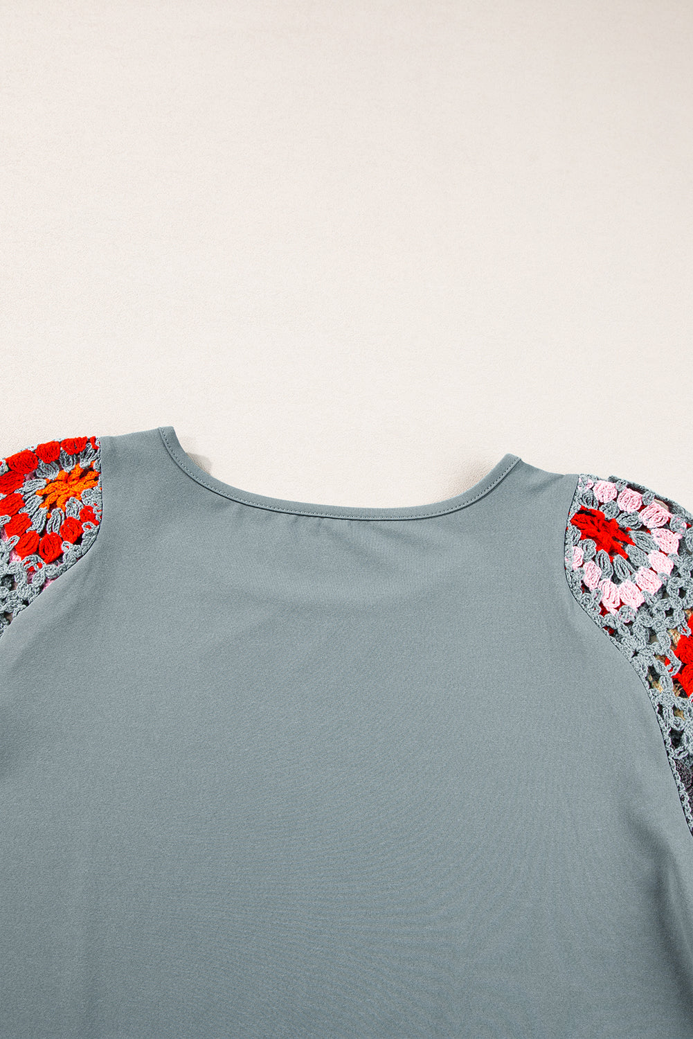 Grey Floral Crochet Top