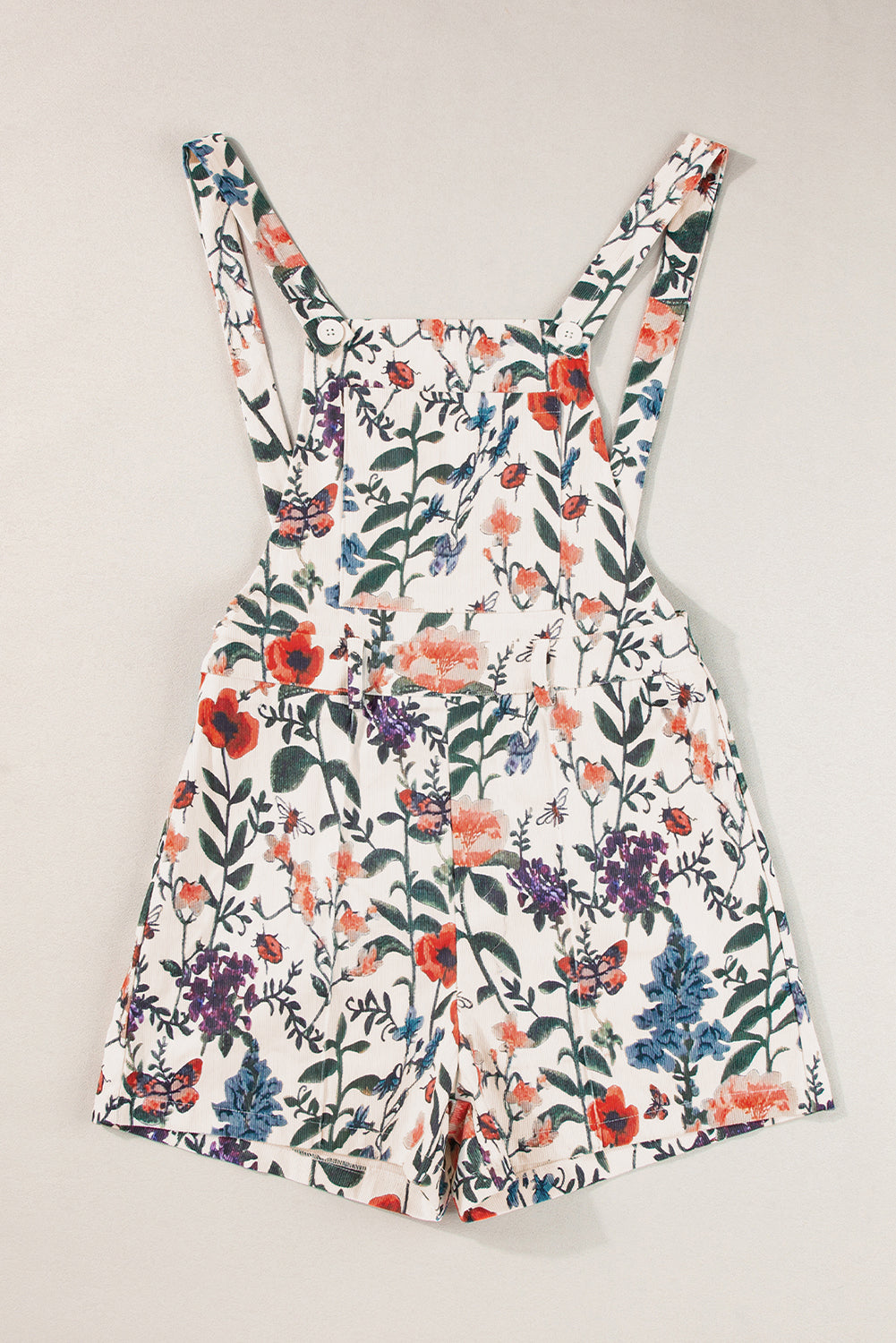 Beige Floral Print Romper