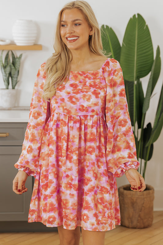 Rose Floral Print Mini Dress