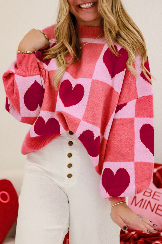 Pink Heart Block Sweater