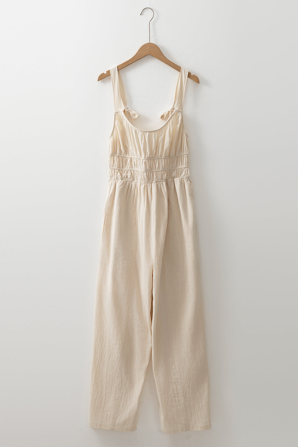 Beige High Waist Wide Leg Jumpsuit