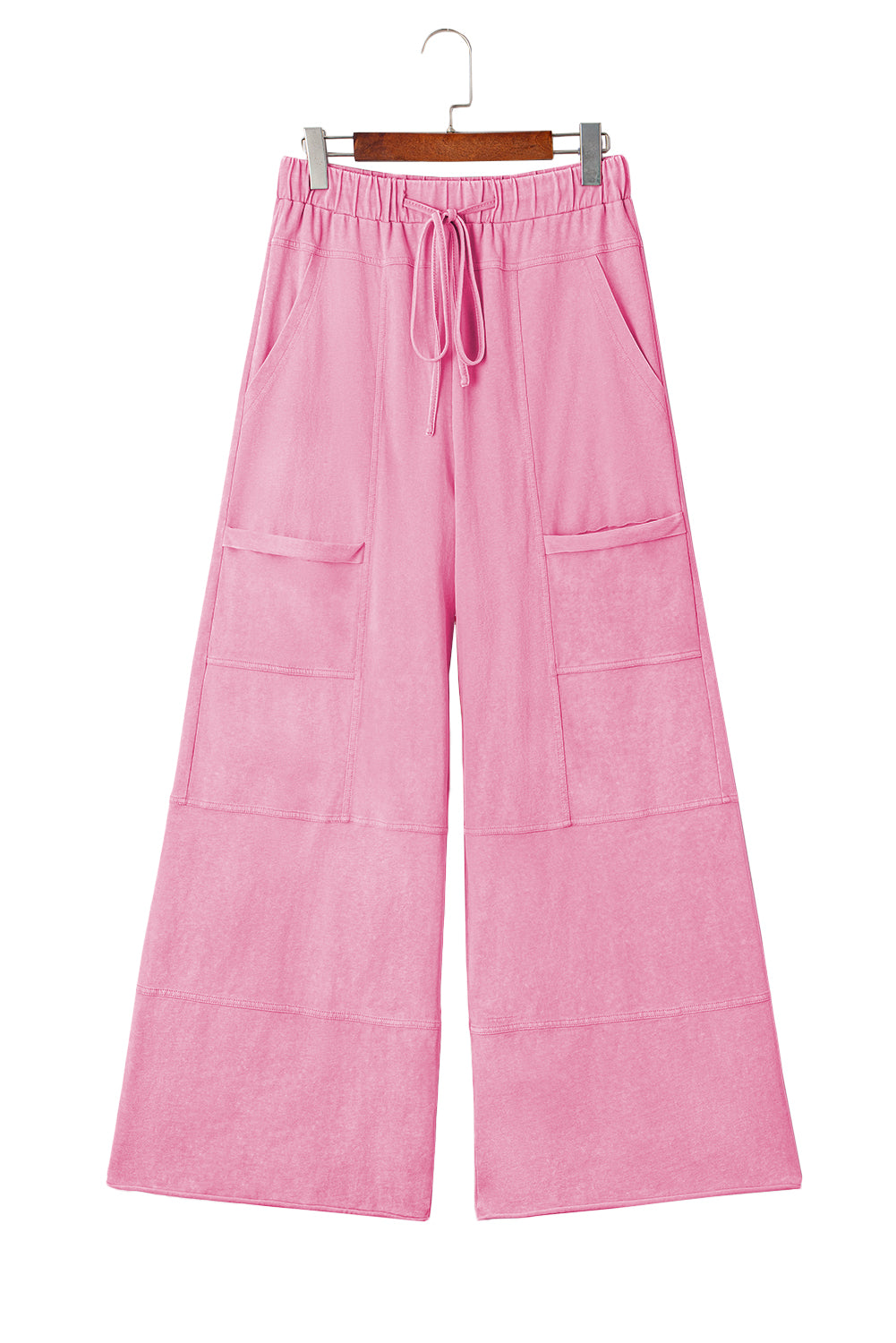 Pink Mineral Wash Wide Leg Cargo Pants