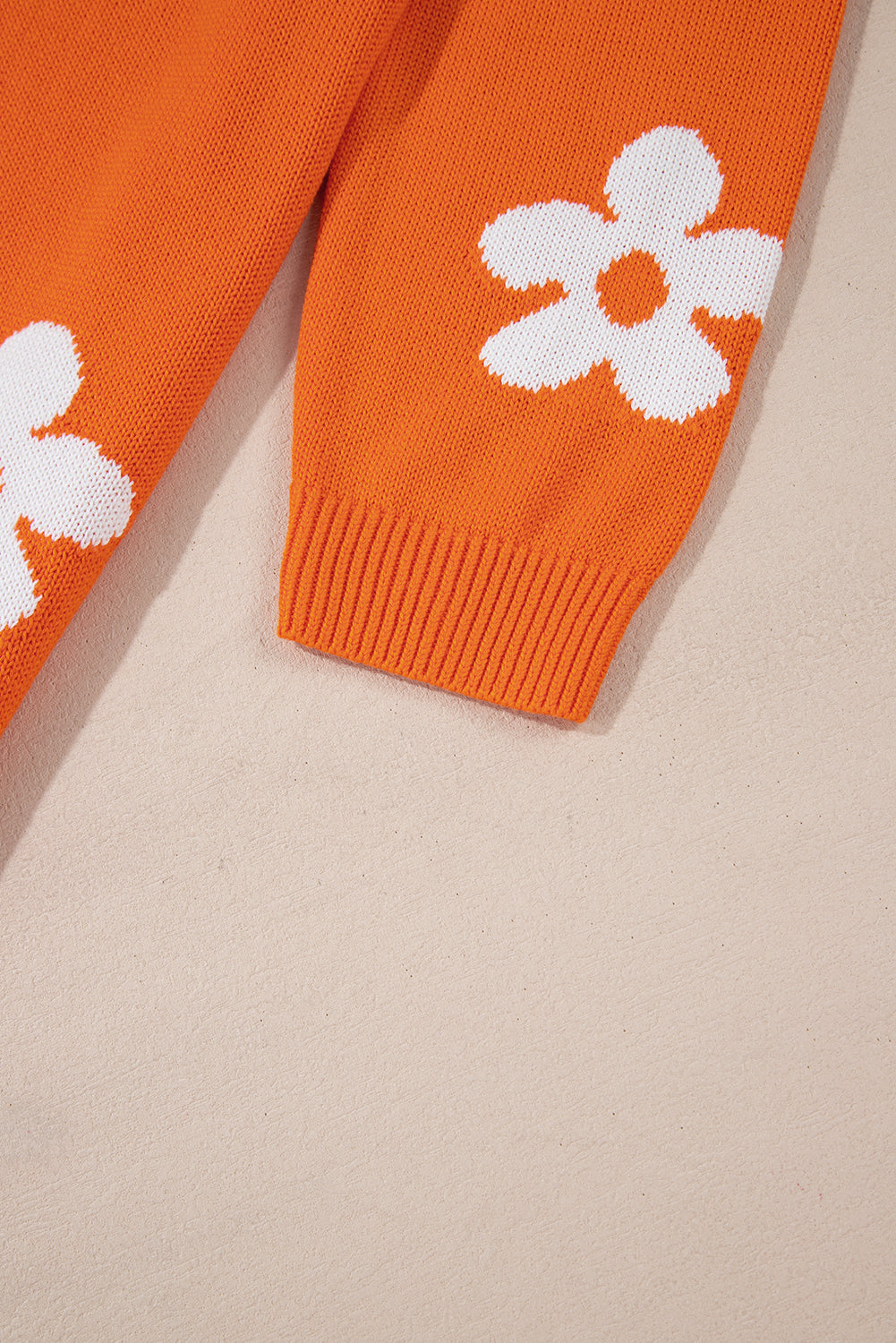 Orange Flower Pattern Cardigan