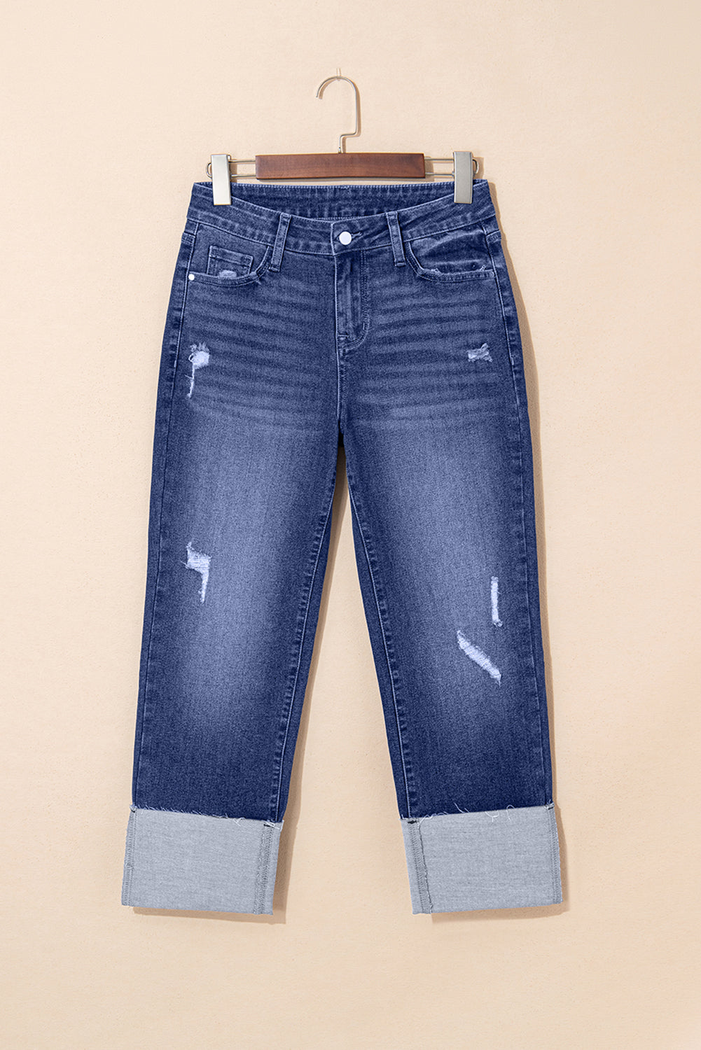 Folded Cuffed High Waist Jeans