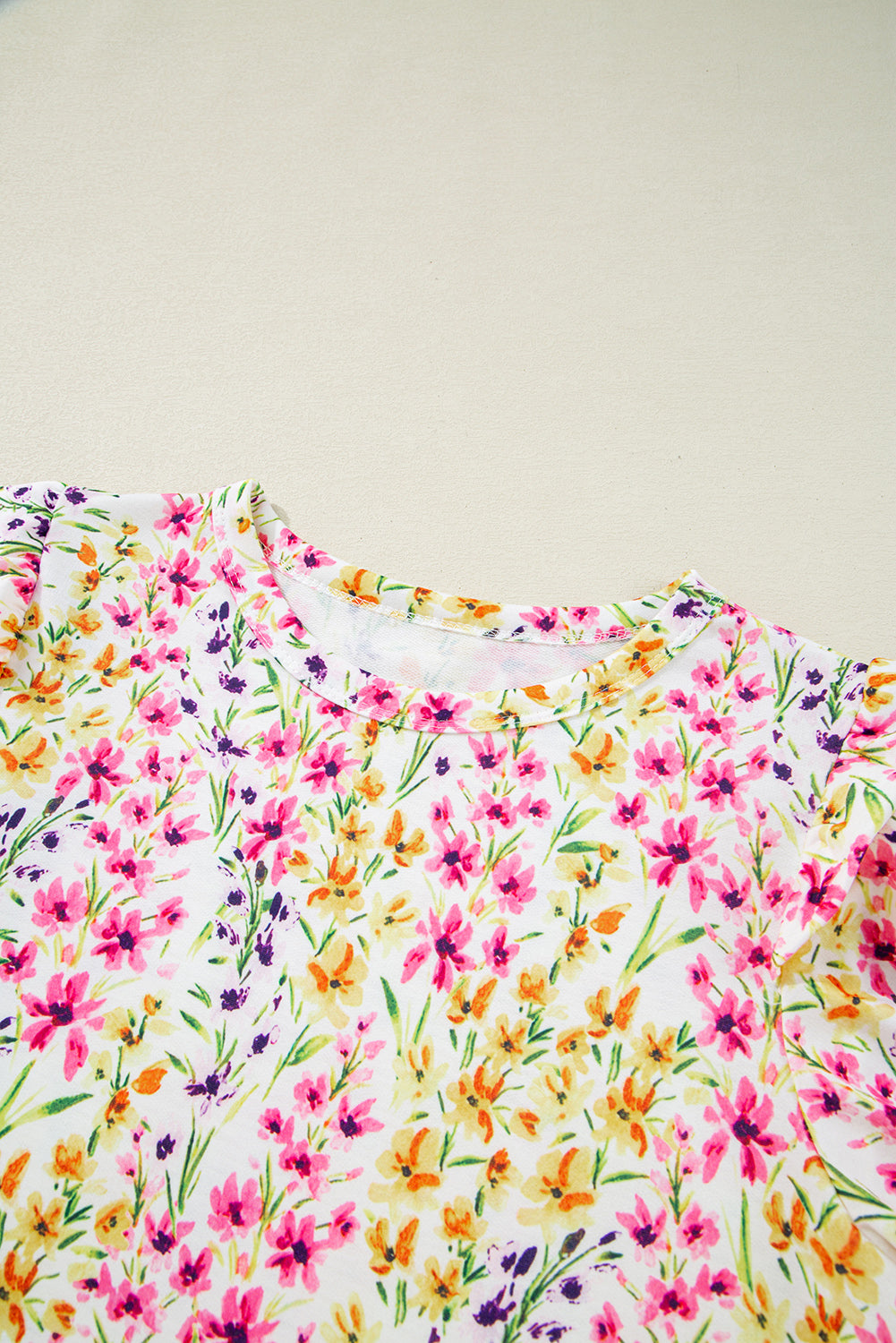 Pink Floral Puff Blouse