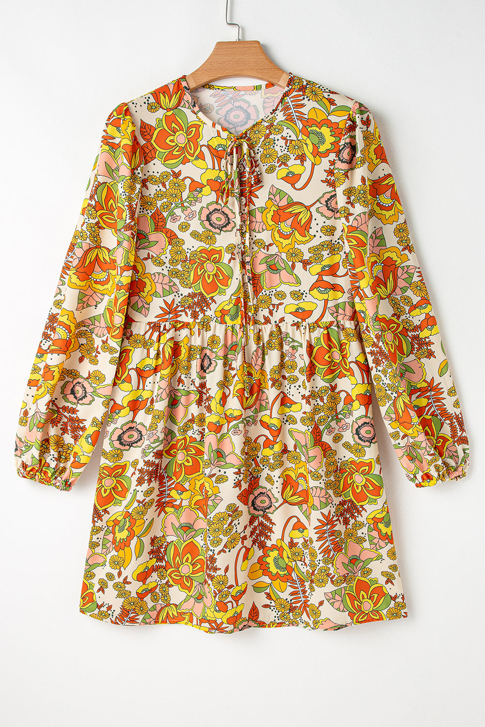 Yellow Cream Floral Mini Dress