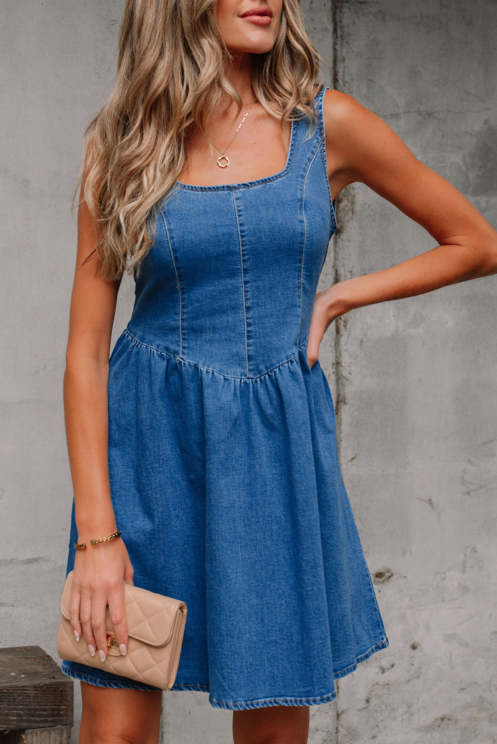 Sail Blue Sleeveless Denim Dress