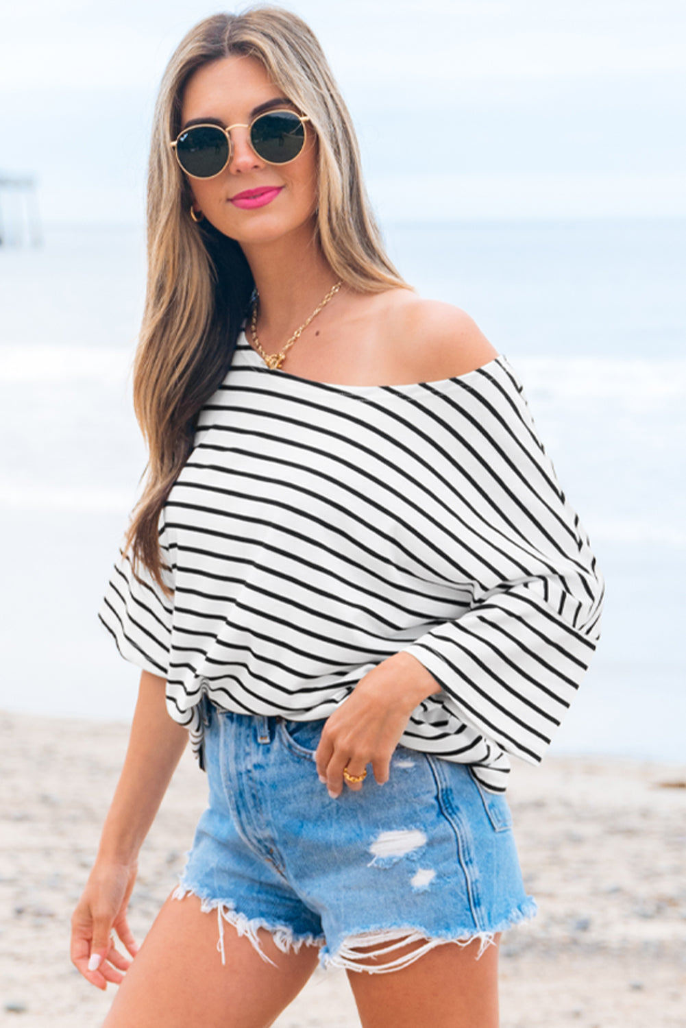 Black Stripe Loose Top