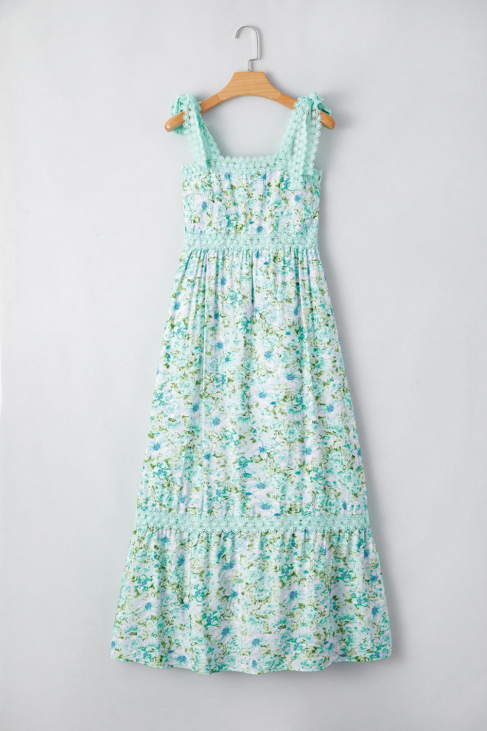 Green Floral Lace Maxi Dress