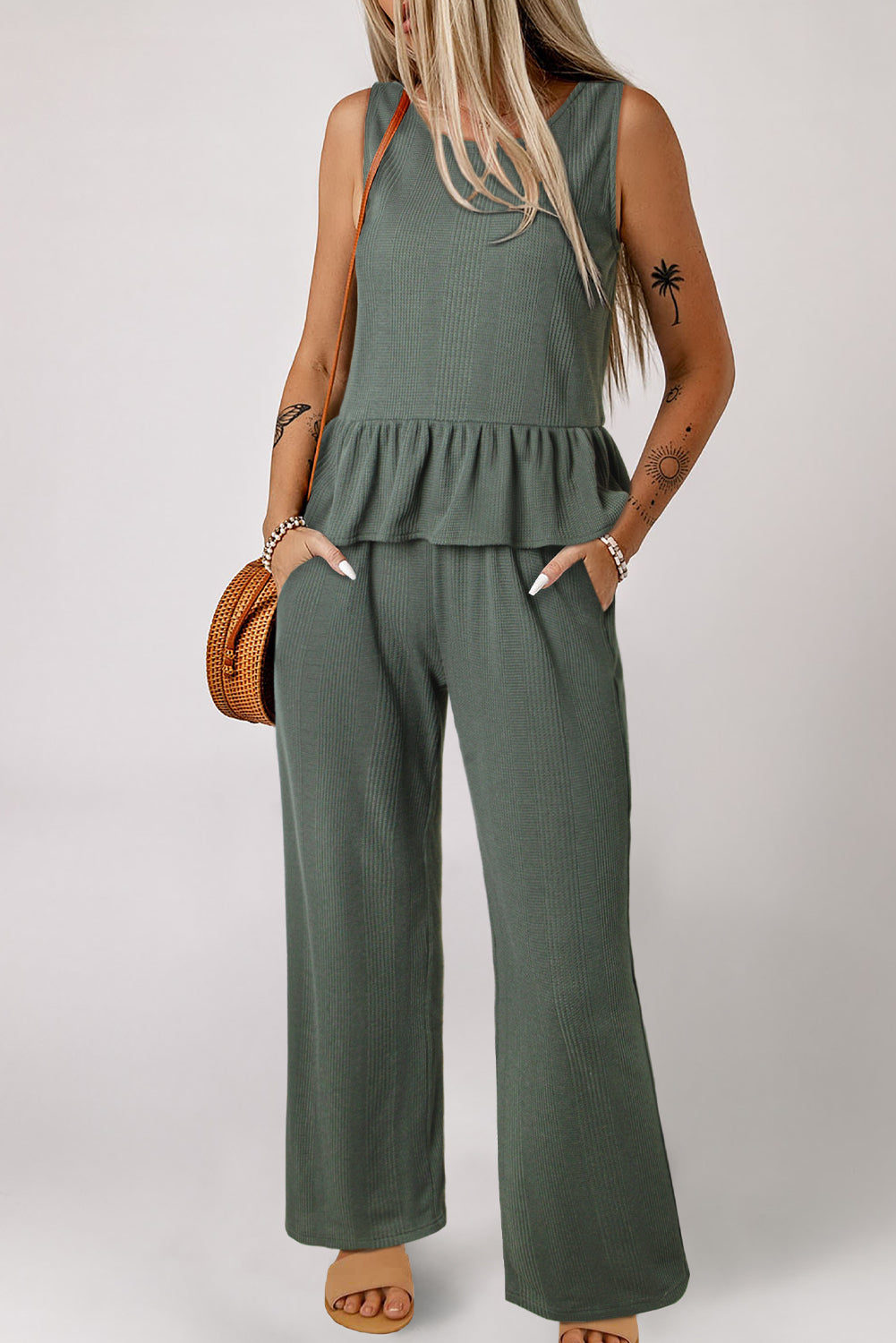 Duffel Green Top and Pants Set