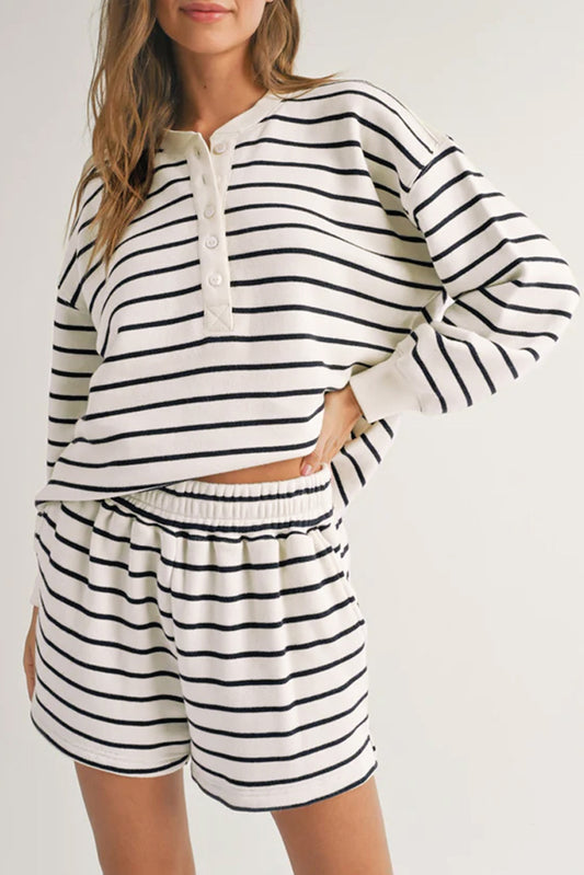 Black & White Stripes Top and Shorts Set