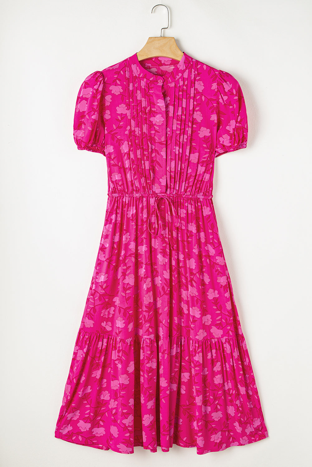 Rose Red Floral Midi Dress
