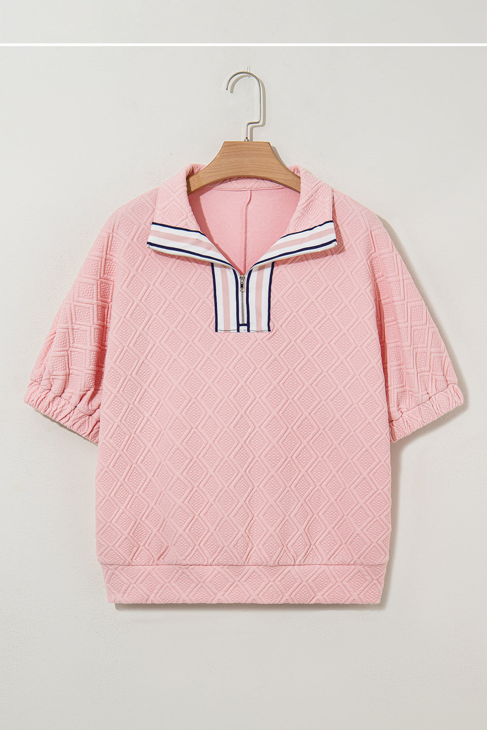 Light Pink Striped Collar Blouse