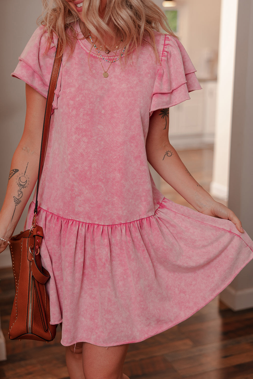Pink Mineral Wash Mini Dress