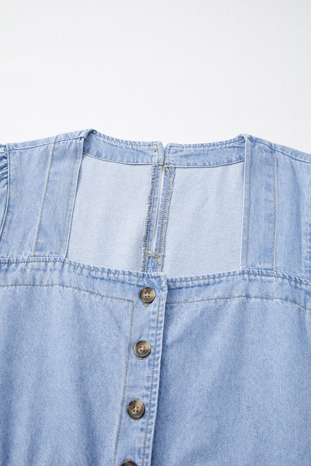 Blue Denim Button Babydoll  Mini Dress
