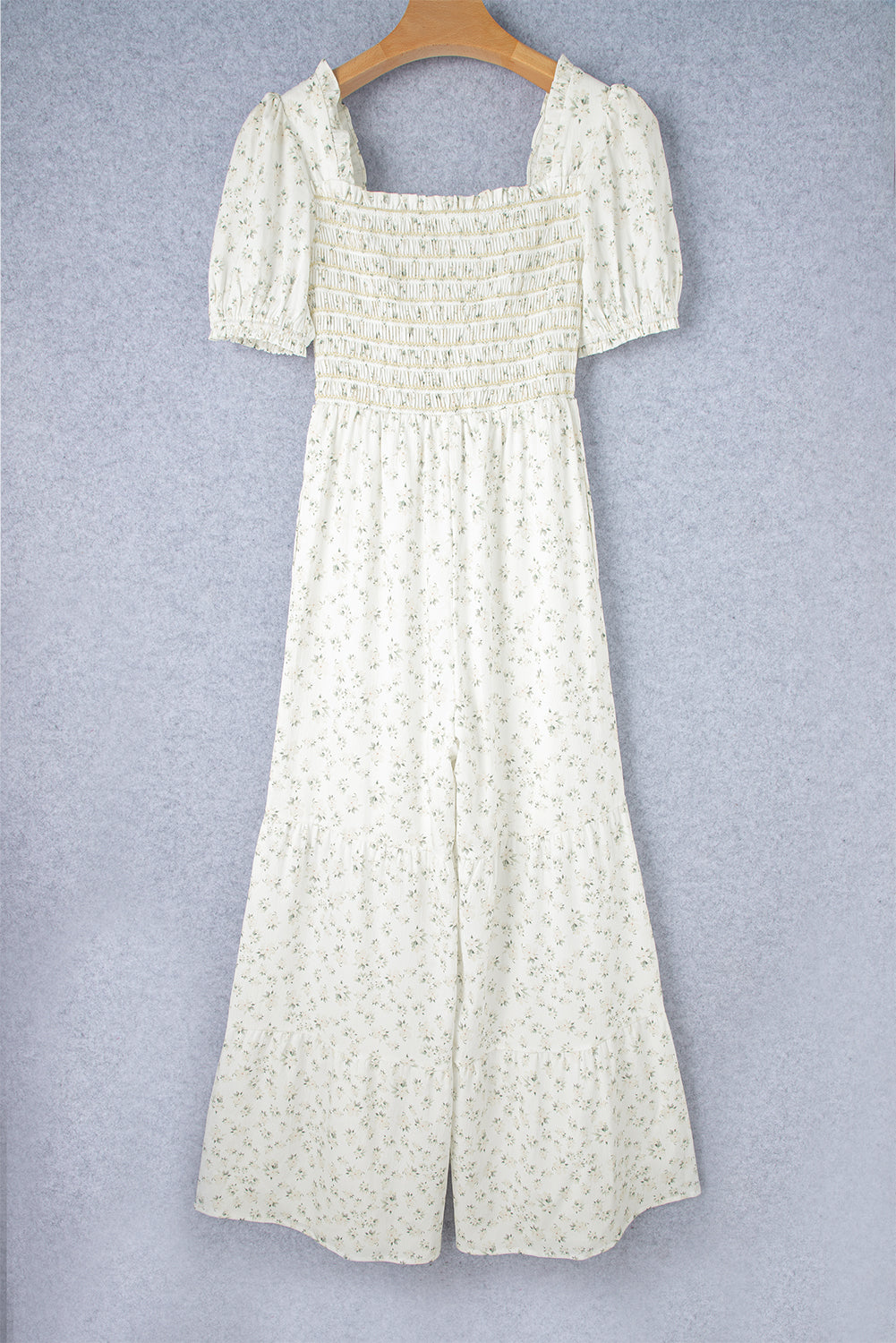 White Boho Puff Sleeve Jumpsuit