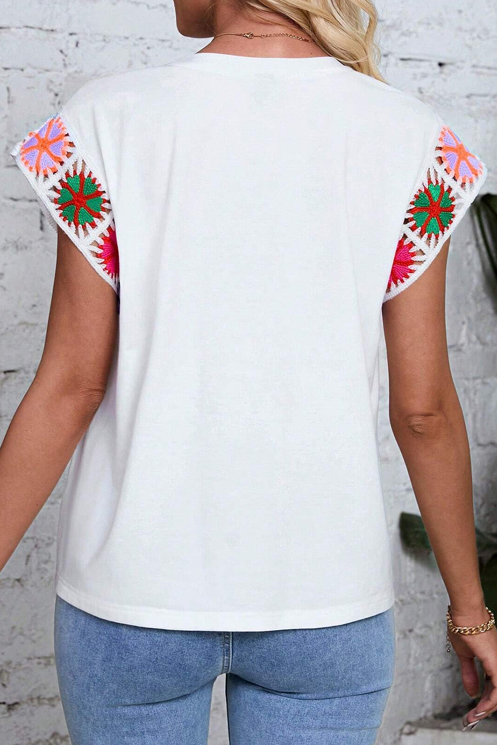 White Floral Crochet Top