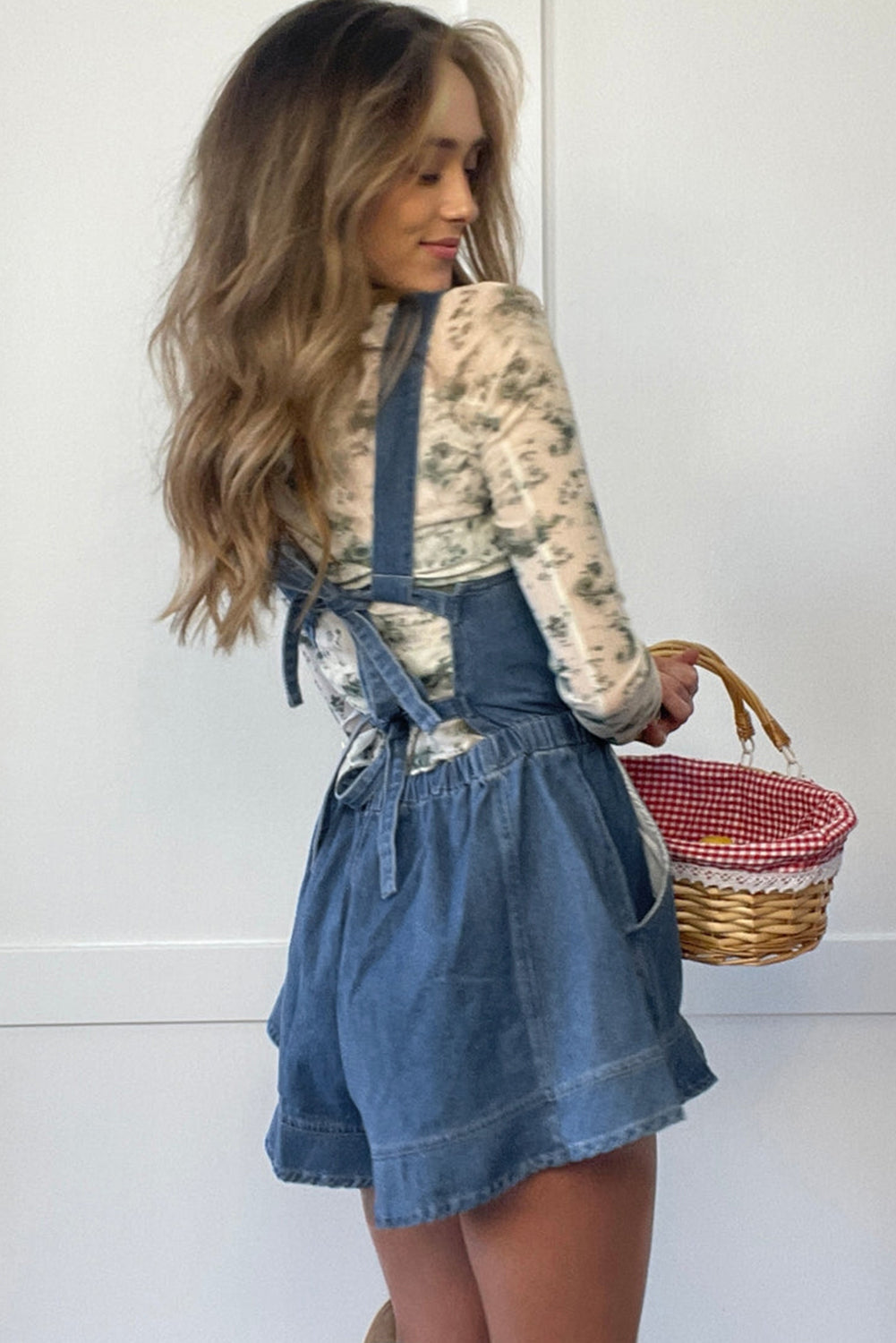 Buckle Straps Denim Romper