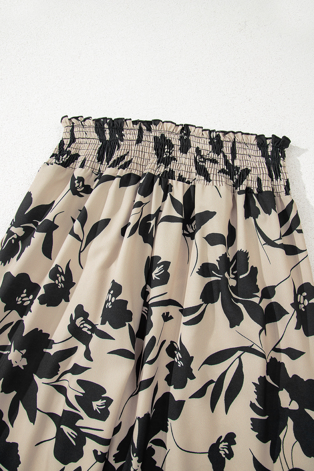 Khaki Floral Print Wide Leg Pants