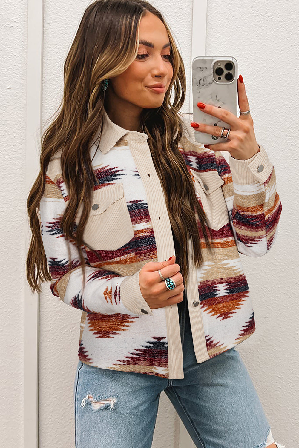 Multicolour Western Aztec Shacket