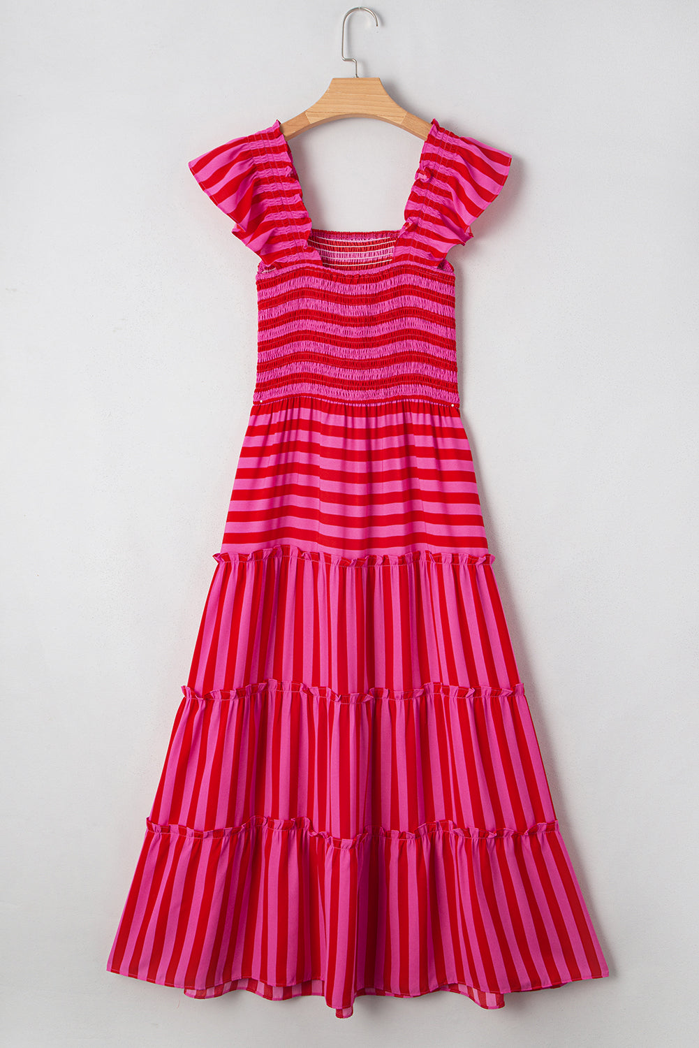 Rose Stripe Tiered Maxi Dress