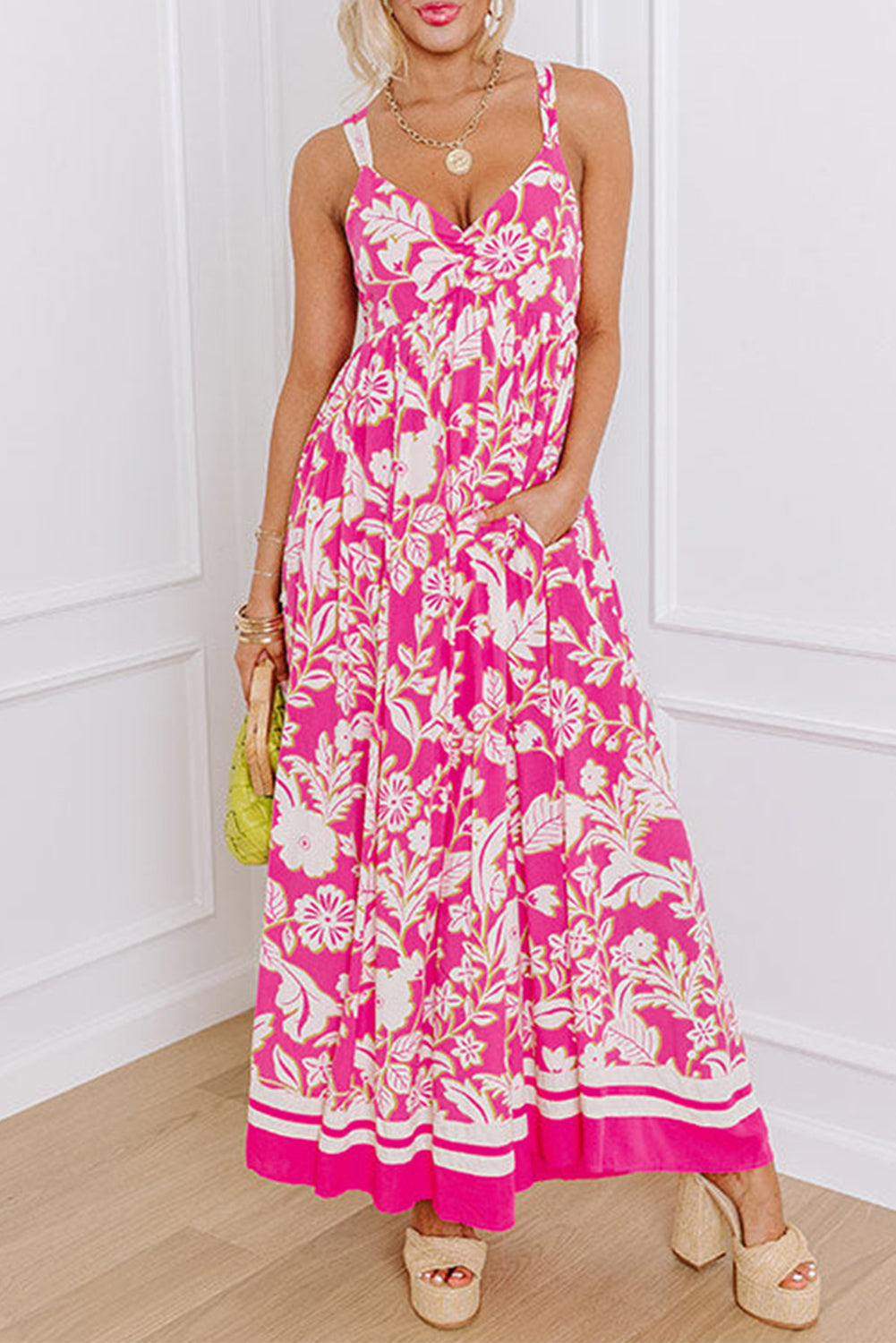Rose Floral Crisscross Maxi Dress
