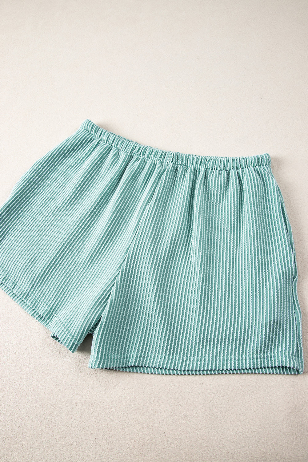 Blue Ribbed Tee and Shorts Set