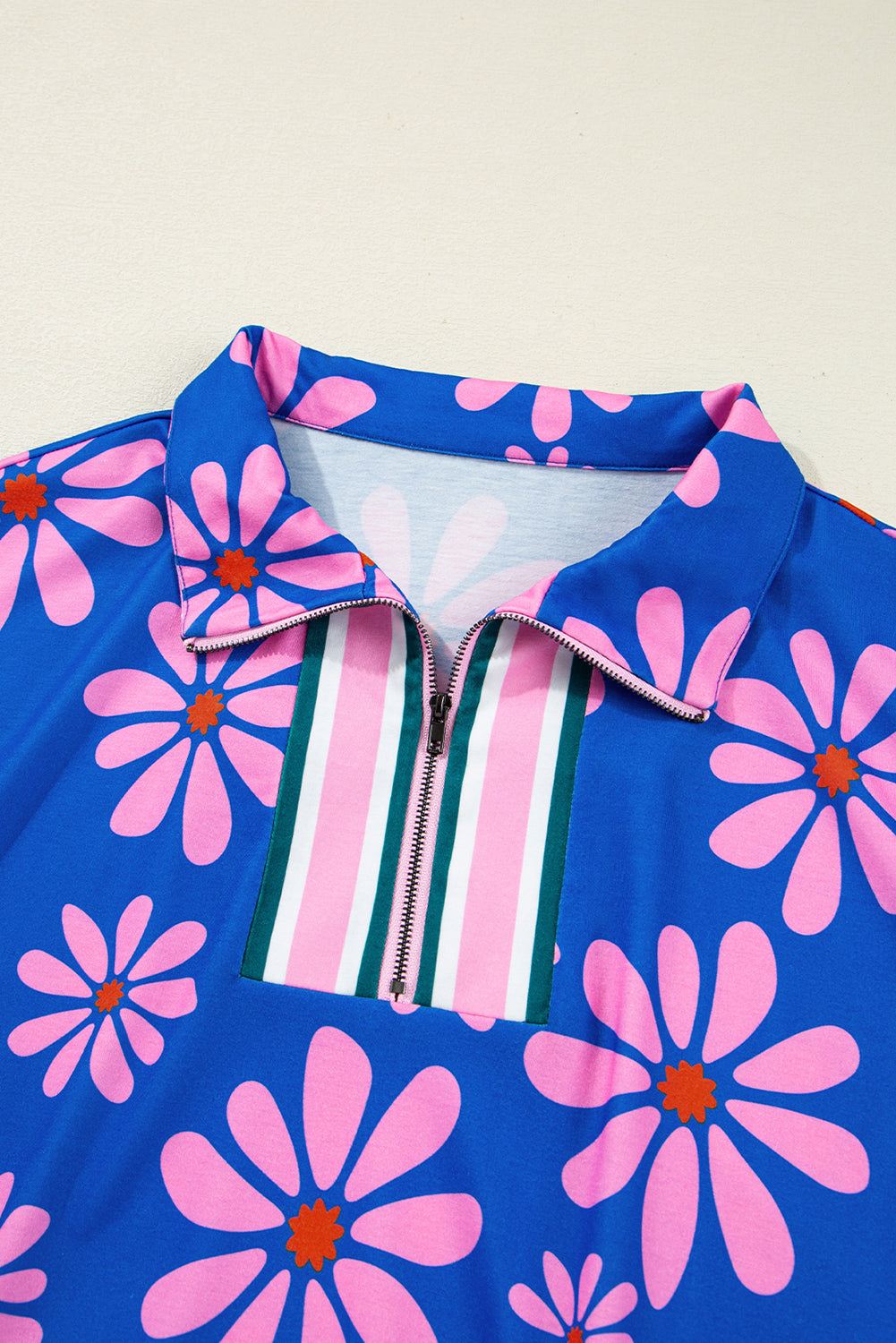 Purple Floral Striped Mini Dress