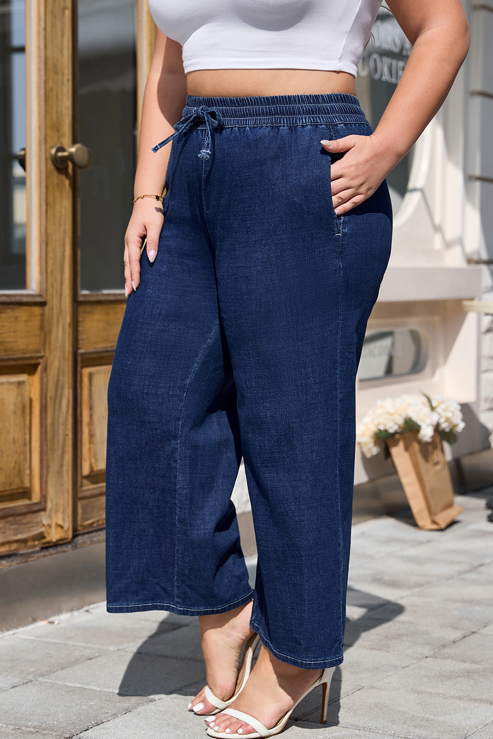 Real Teal High Waist Wide Leg Jeans