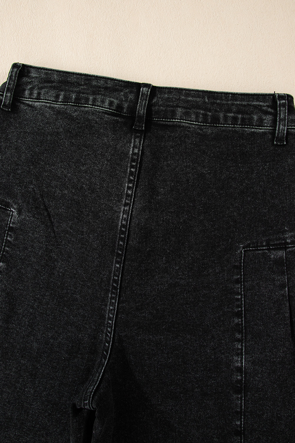 Dark Grey Pleated Wide Leg Denim Pants