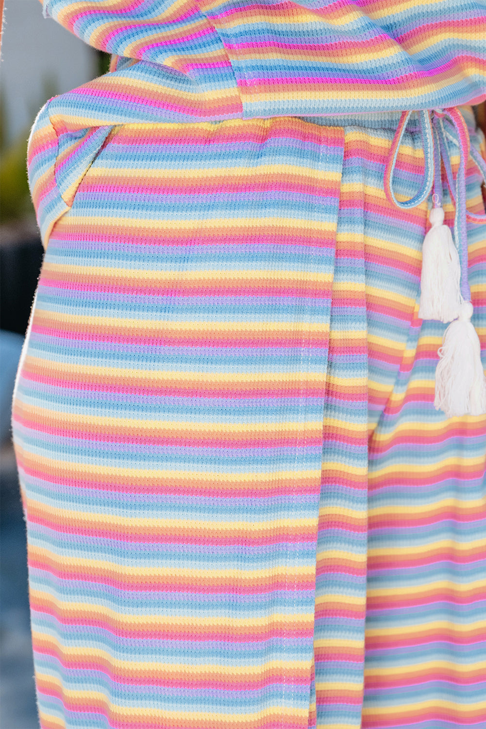 Pink Stripe Rainbow Wide Leg Pants Set