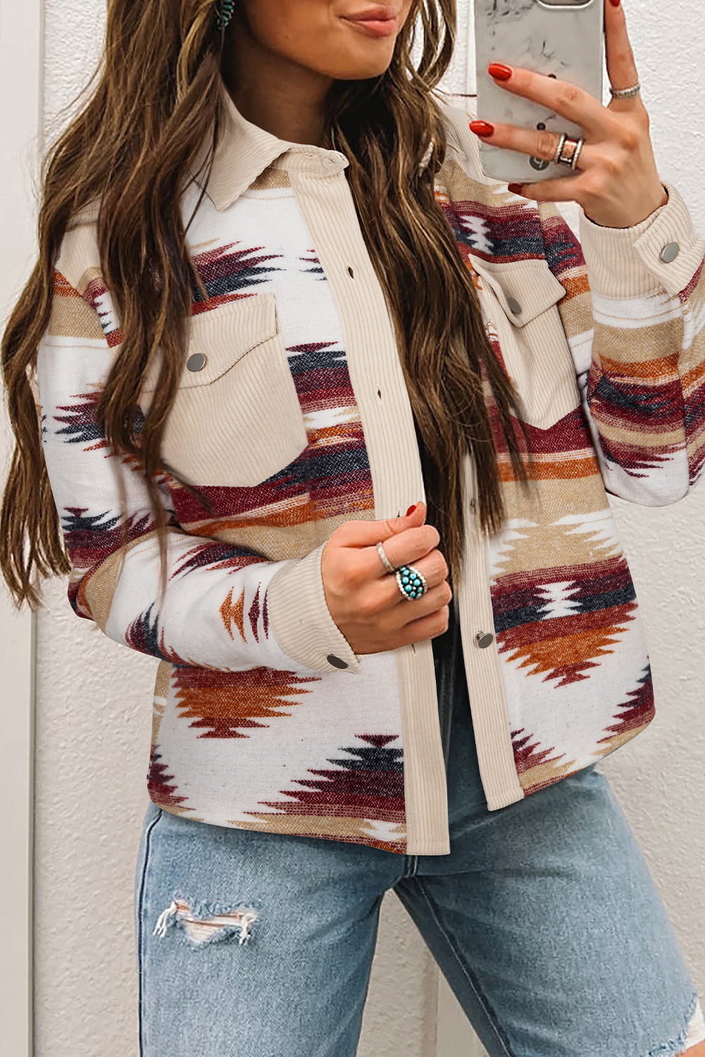 Multicolour Western Aztec Shacket