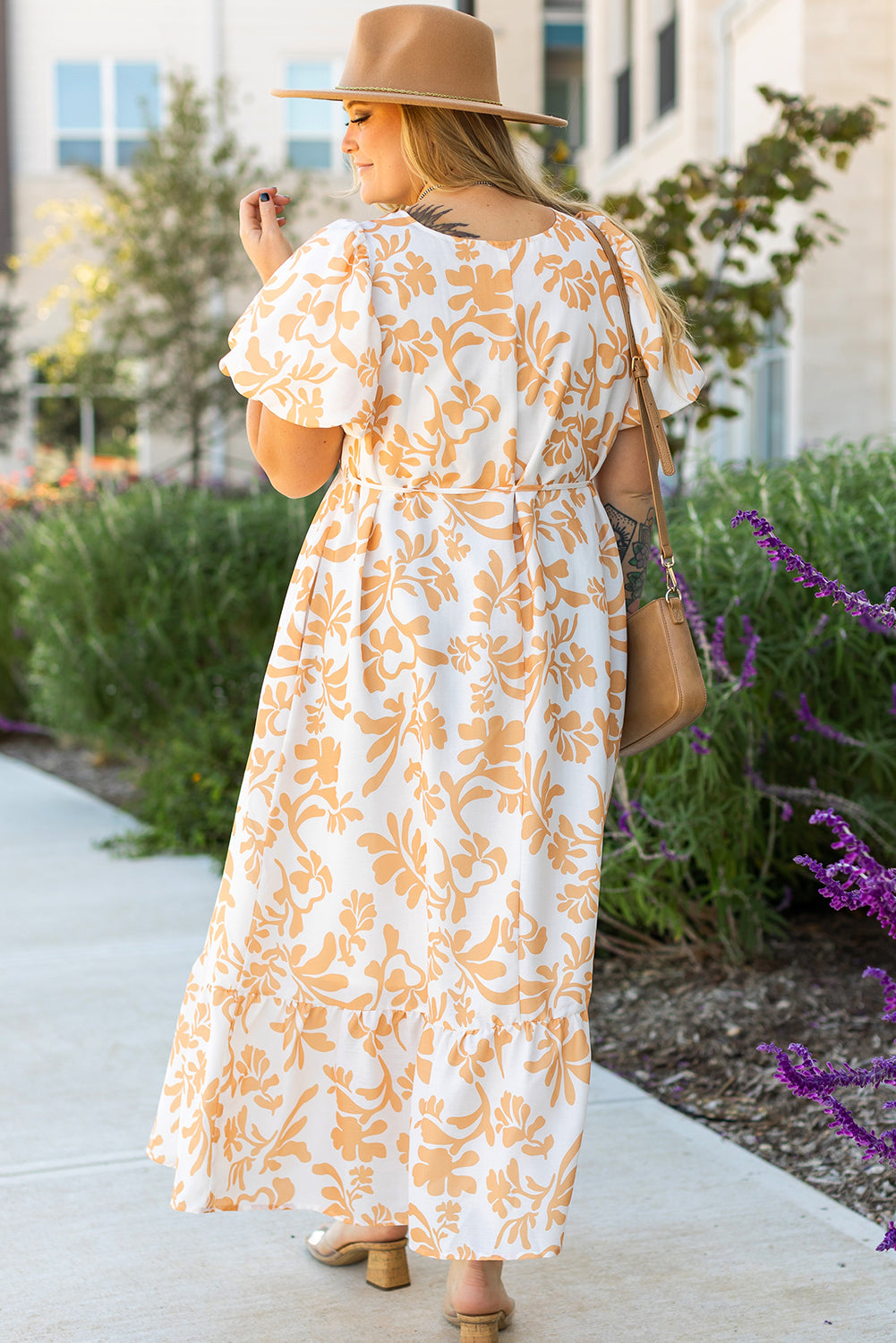 Apricot Floral Maxi Dress