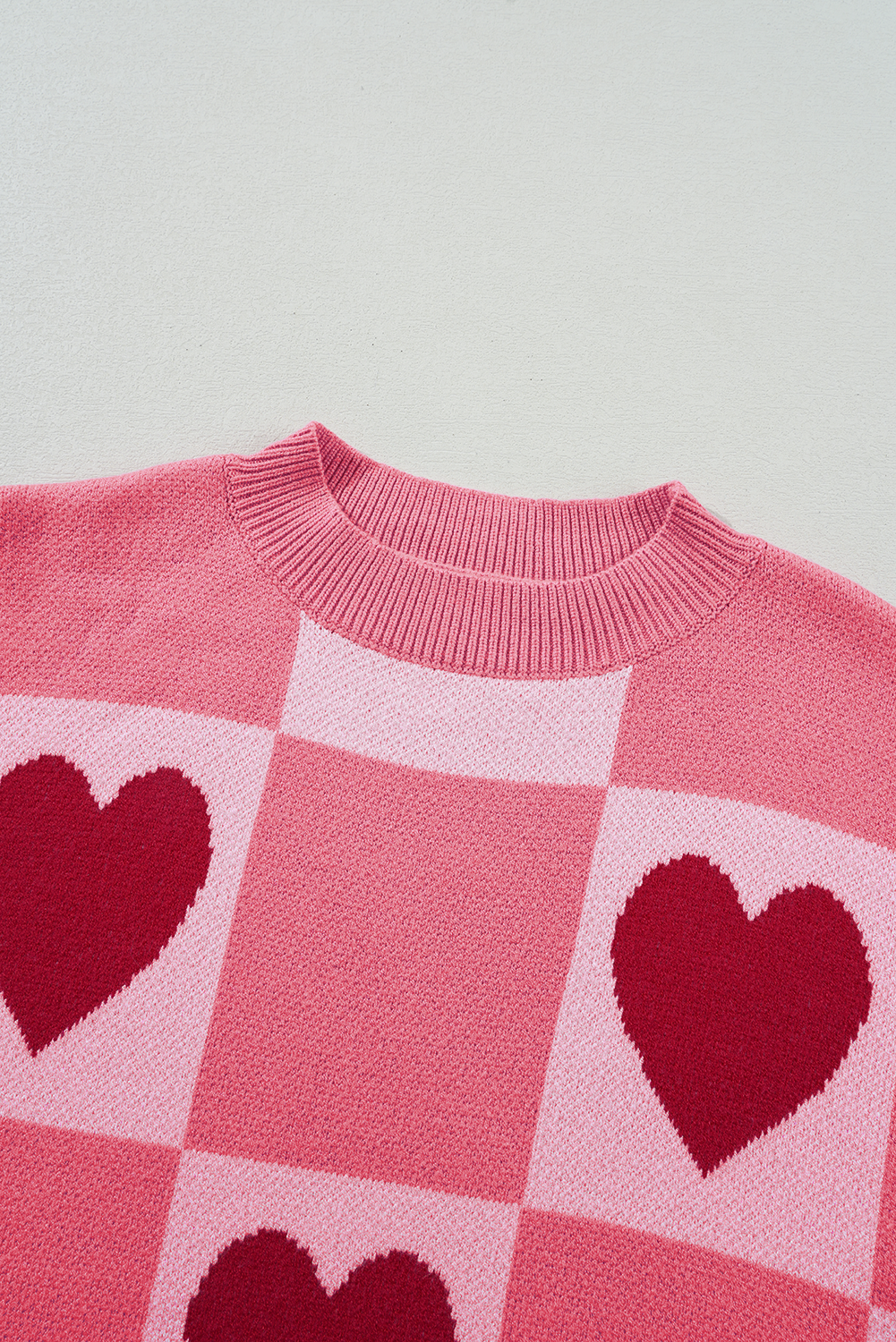 Pink Heart Block Sweater