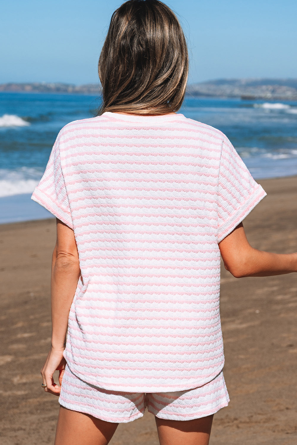 Pink Stripe Top and Shorts Set