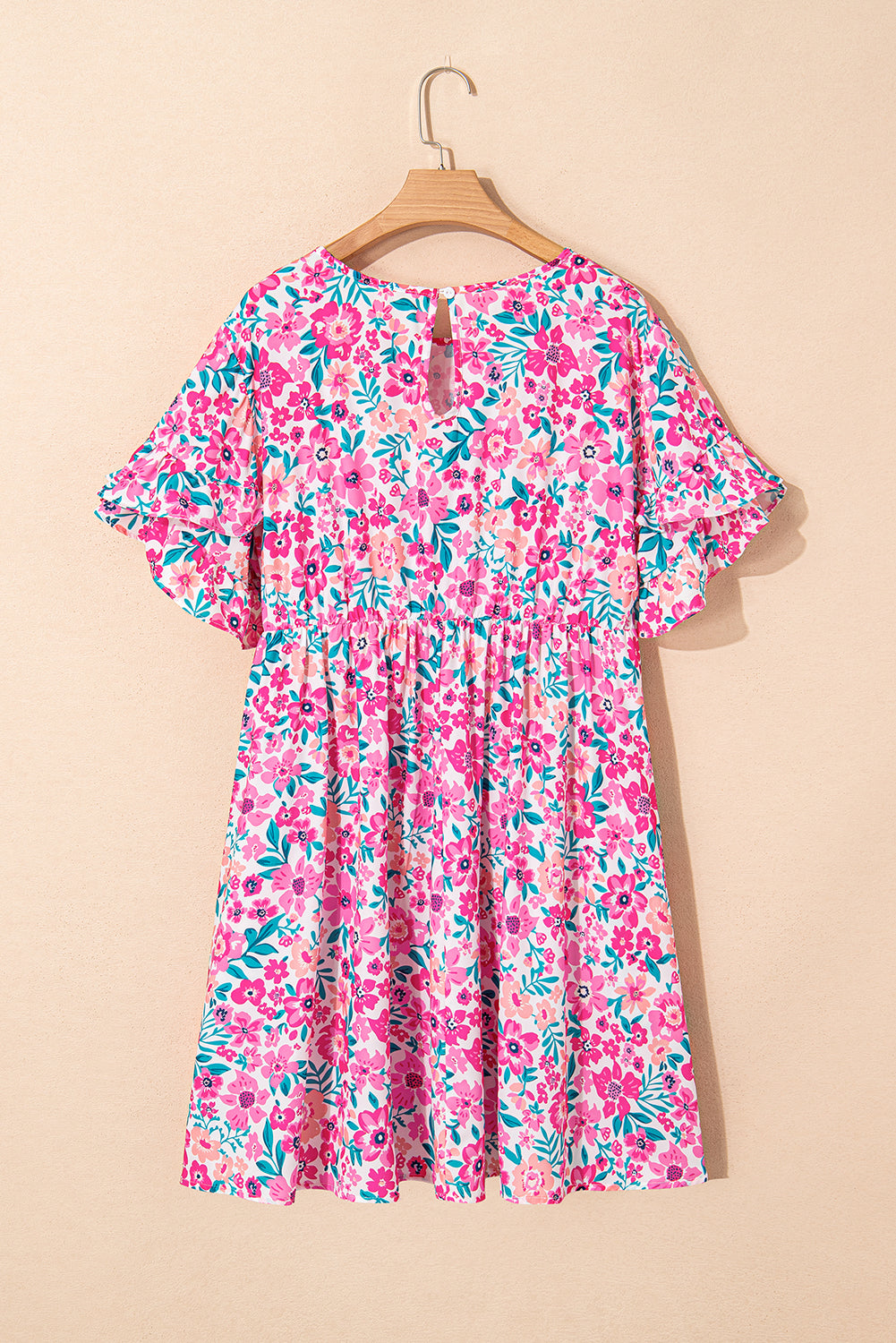 White Floral Print Flare Dress