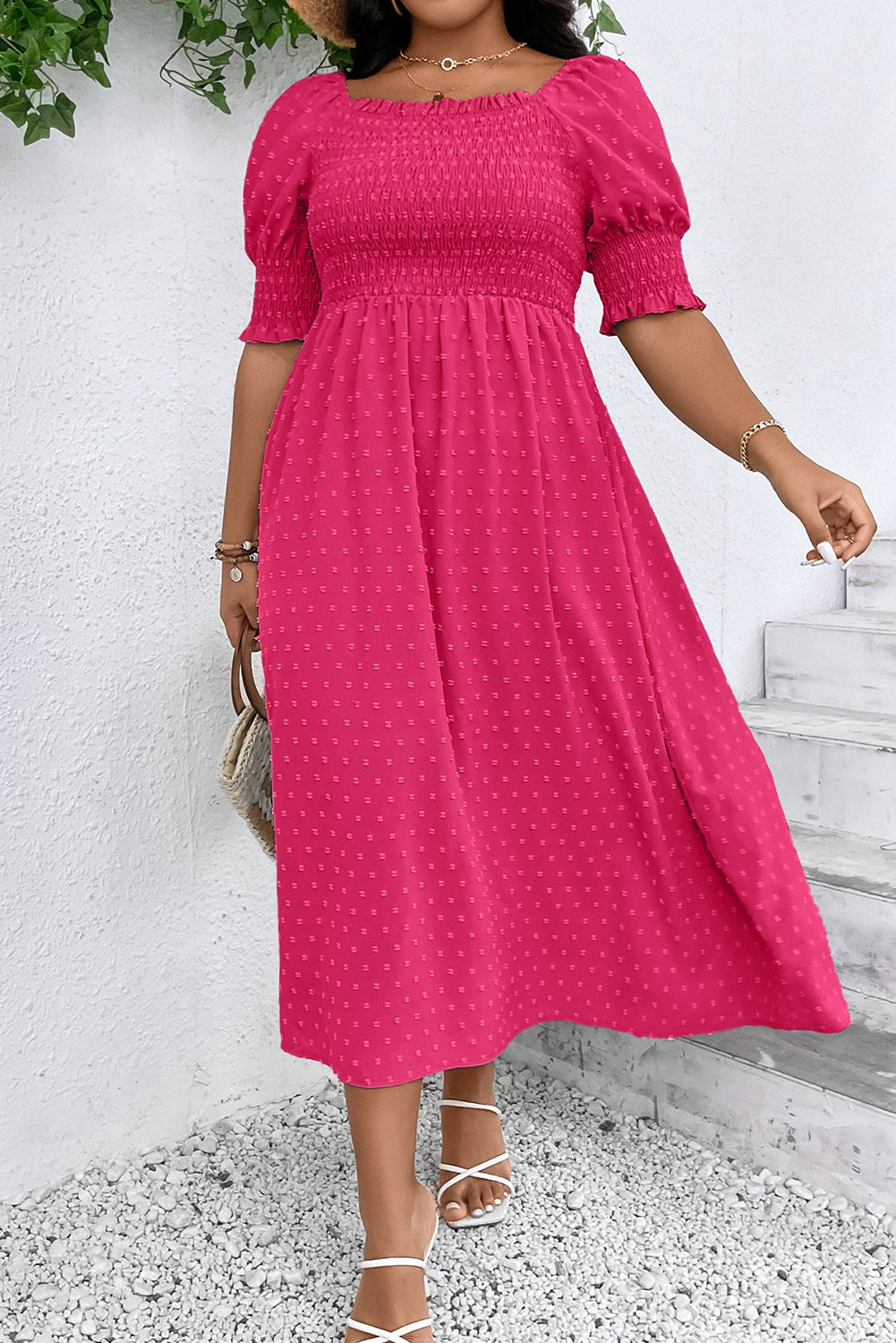 Pink Swiss Dot Dress