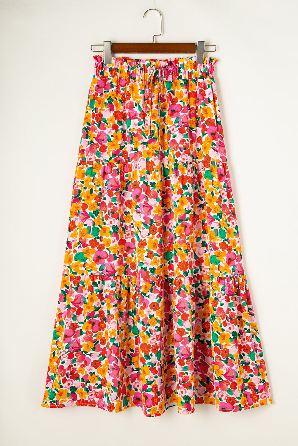 Yellow Boho Floral Long Skirt