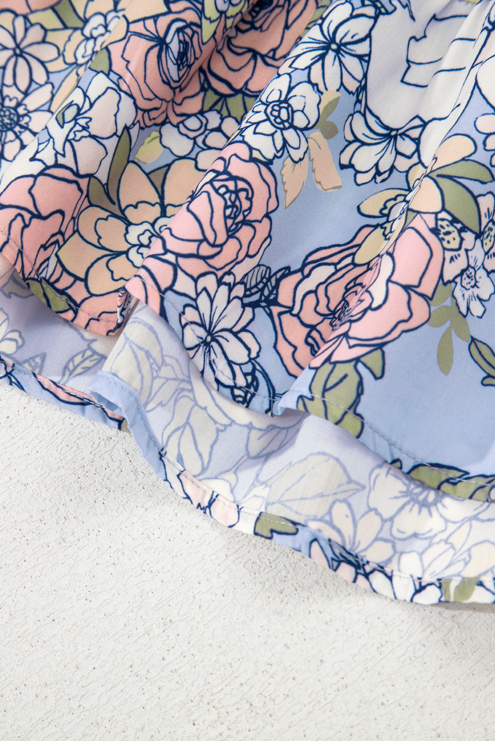 Blue Floral Tiered Dress