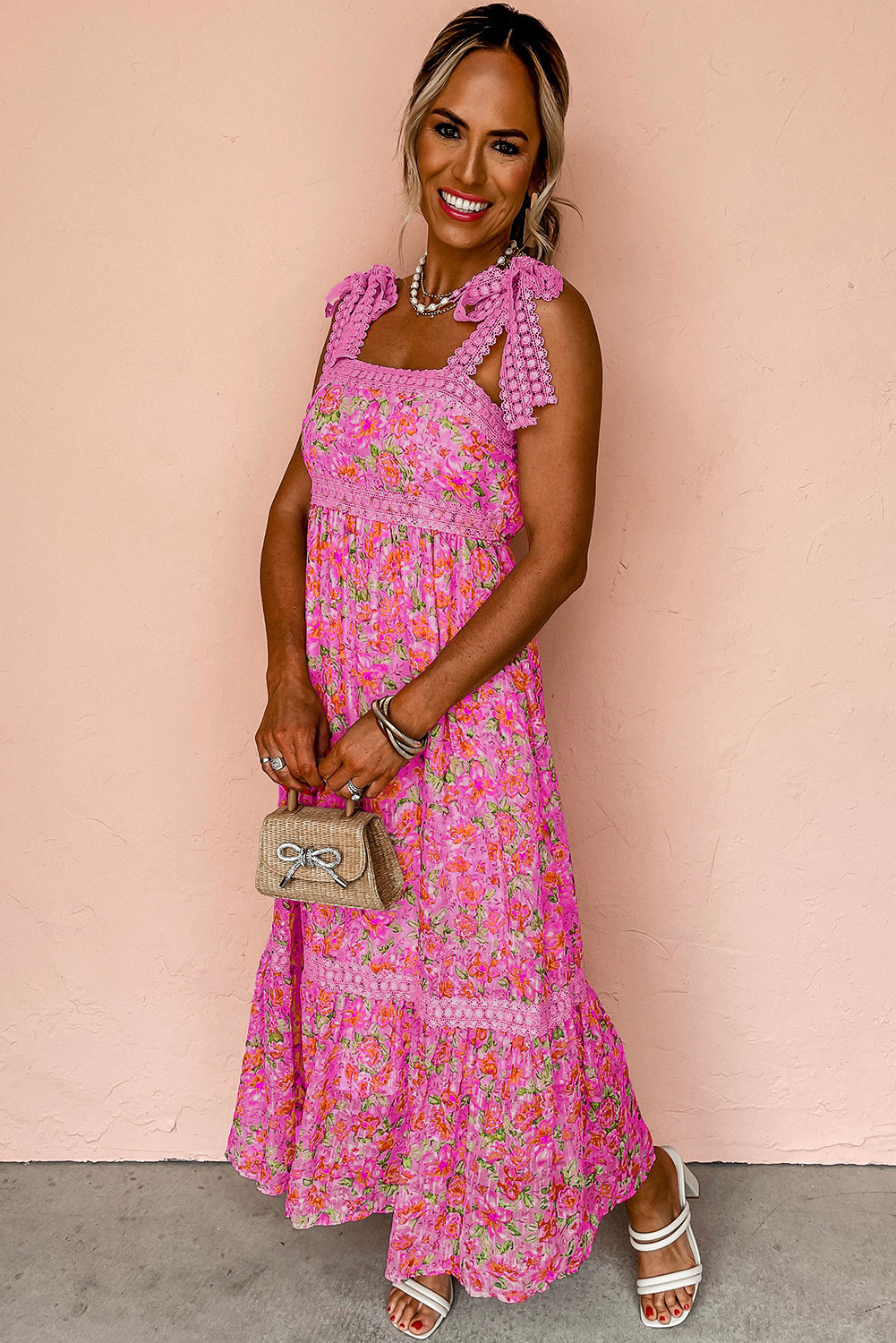 Rose Floral Lace Maxi Dress