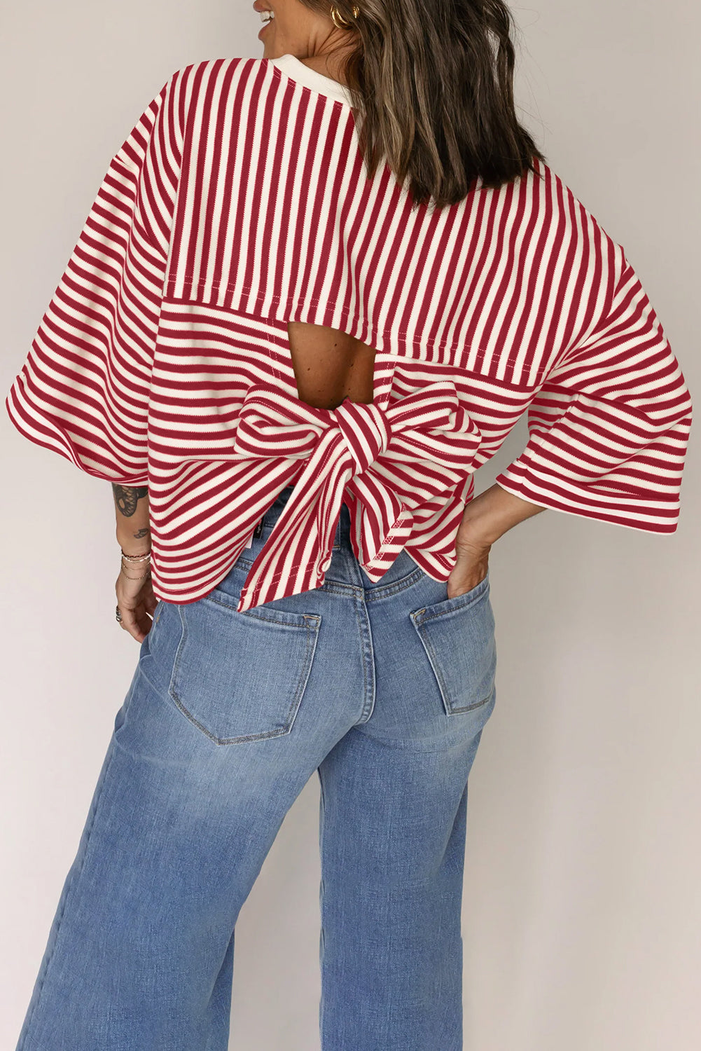 Red Stripe Bowknot Tee