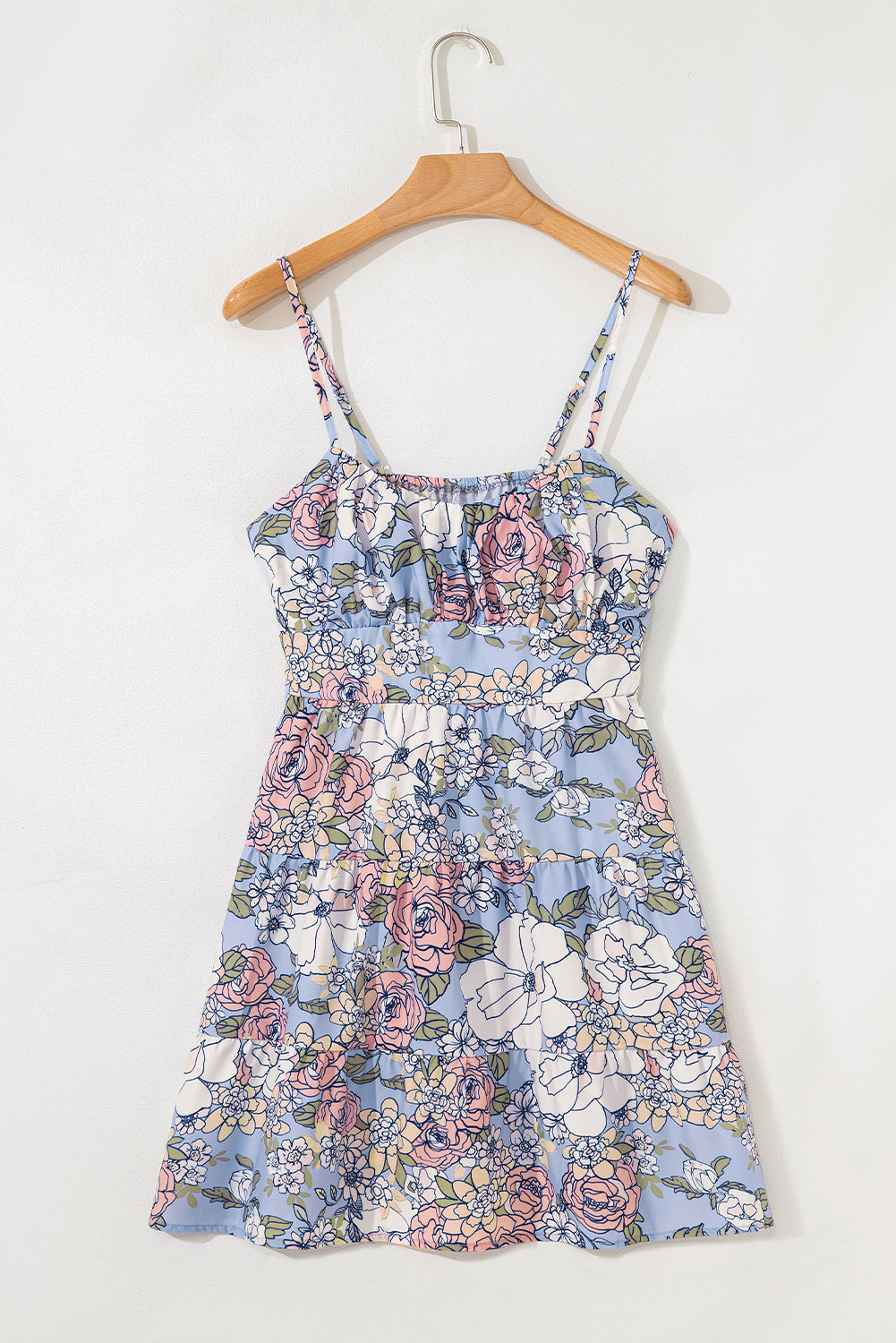 Blue Floral Tiered Dress