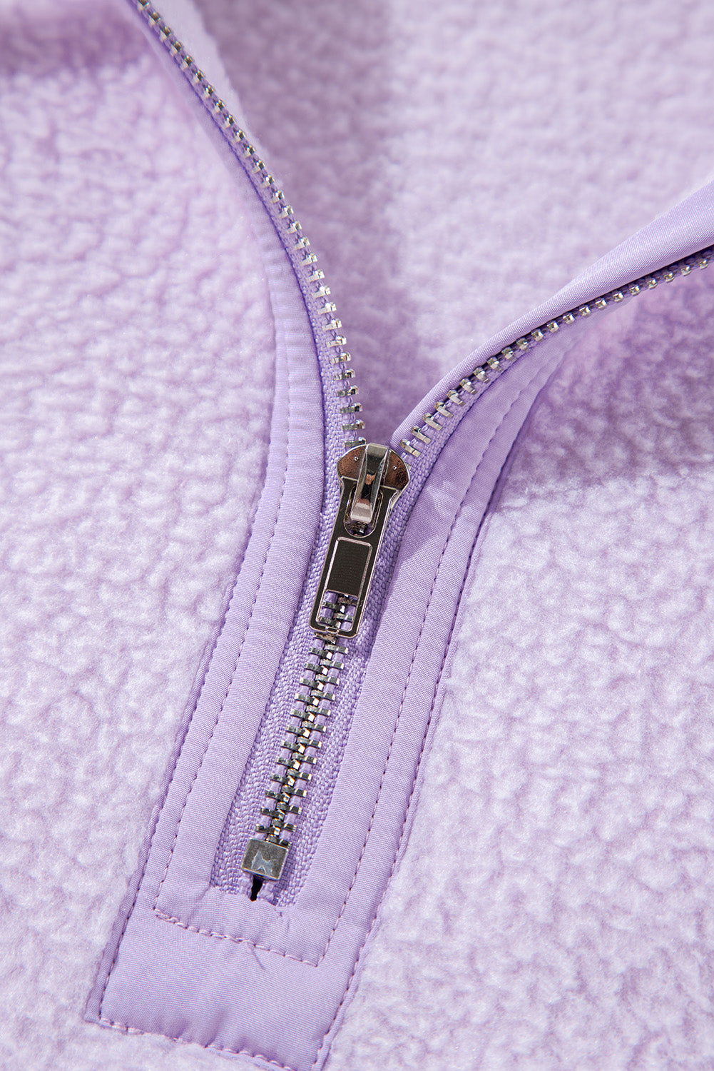 Lavender Zipped Fuzzy Drawstring Hoodie