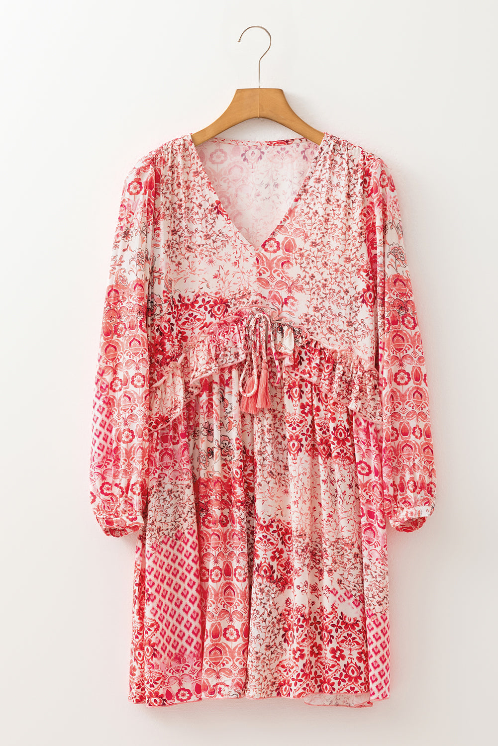 Pink Bohemian Floral Mini Dress