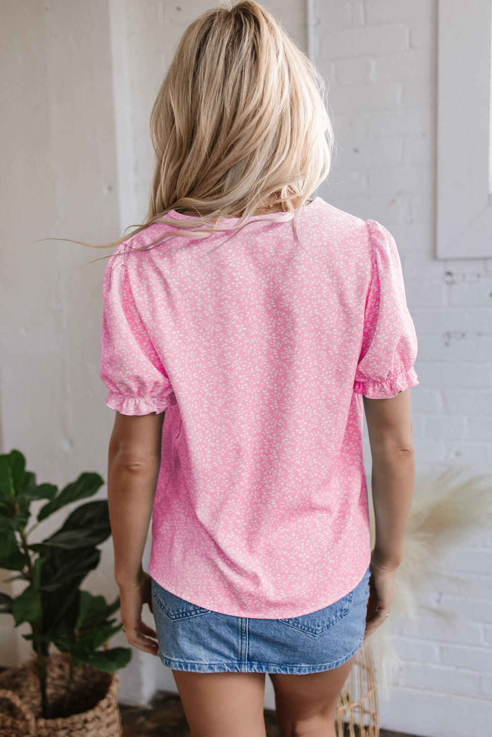 Pink Floral Embroidered Blouse