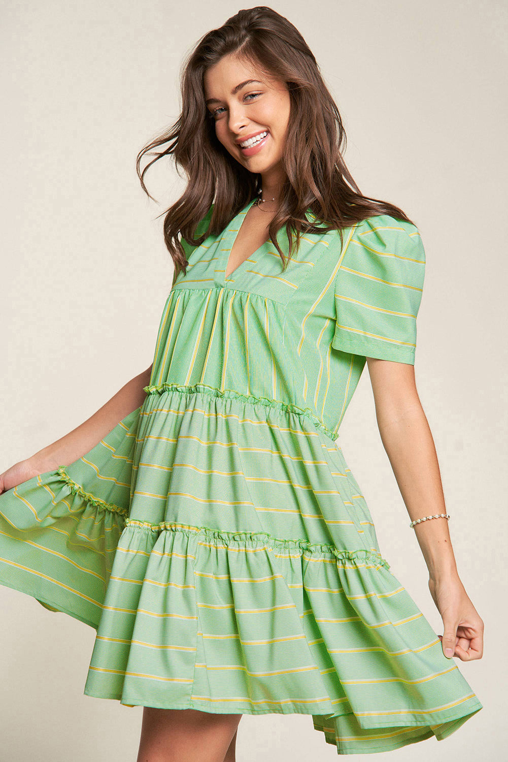 Green Stripe A-line Dress