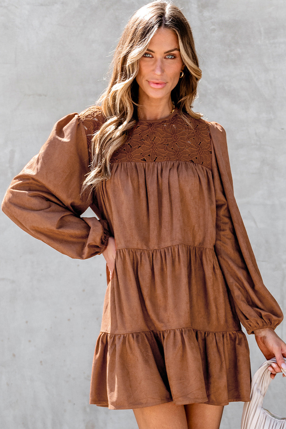 Chestnut Floral Lace Mini Dress