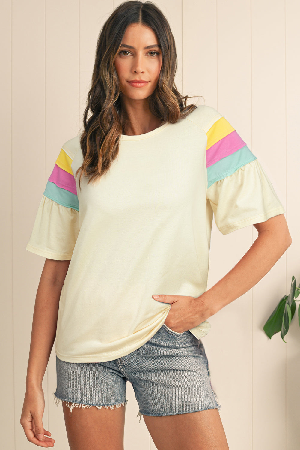 White Color Block T Shirt